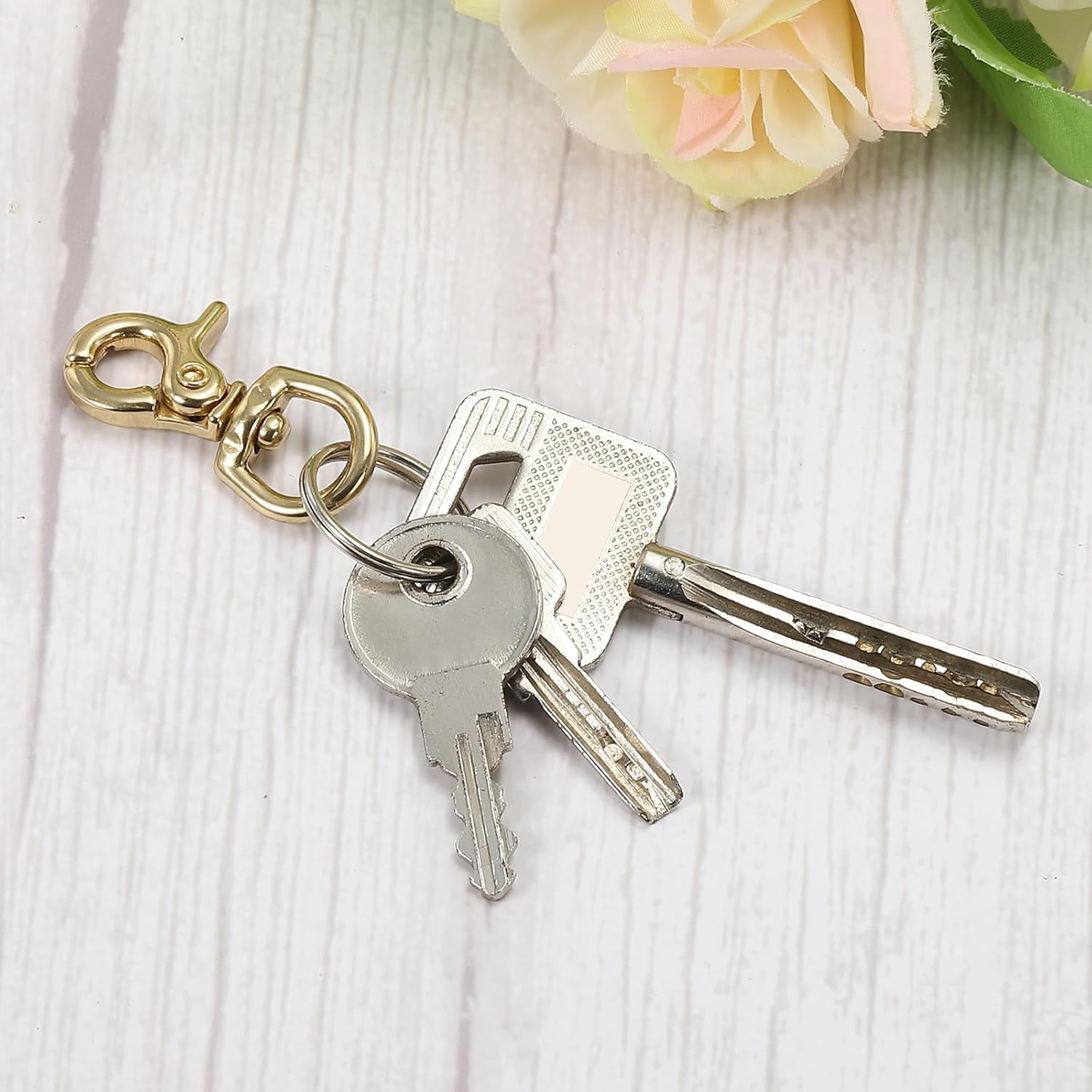 PATIKIL Lobster Clasp Keychains, 2Pcs 0.4 Inch Pure Brass Round Lobster Clasps Swivel Trigger Snap Hook Purse Lanyard Clips for DIY Leather Craft - Image 4