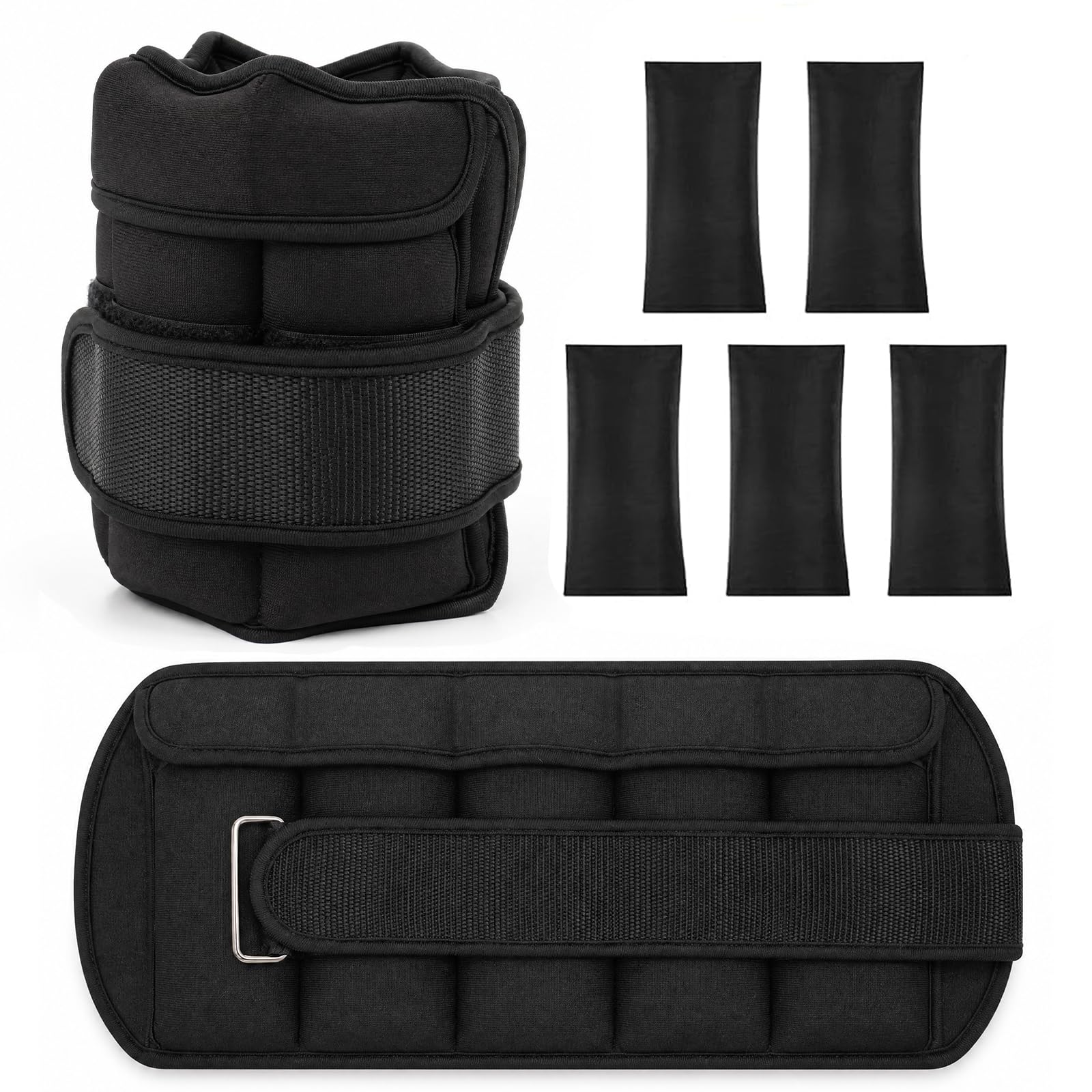 Daitore 1 Pair Leg Weights, 2×5KG Adjustable Ankle Weights for Women and Men, Wrist and Ankle Weights for Pilates Dancing Running Walking Fitness Workout