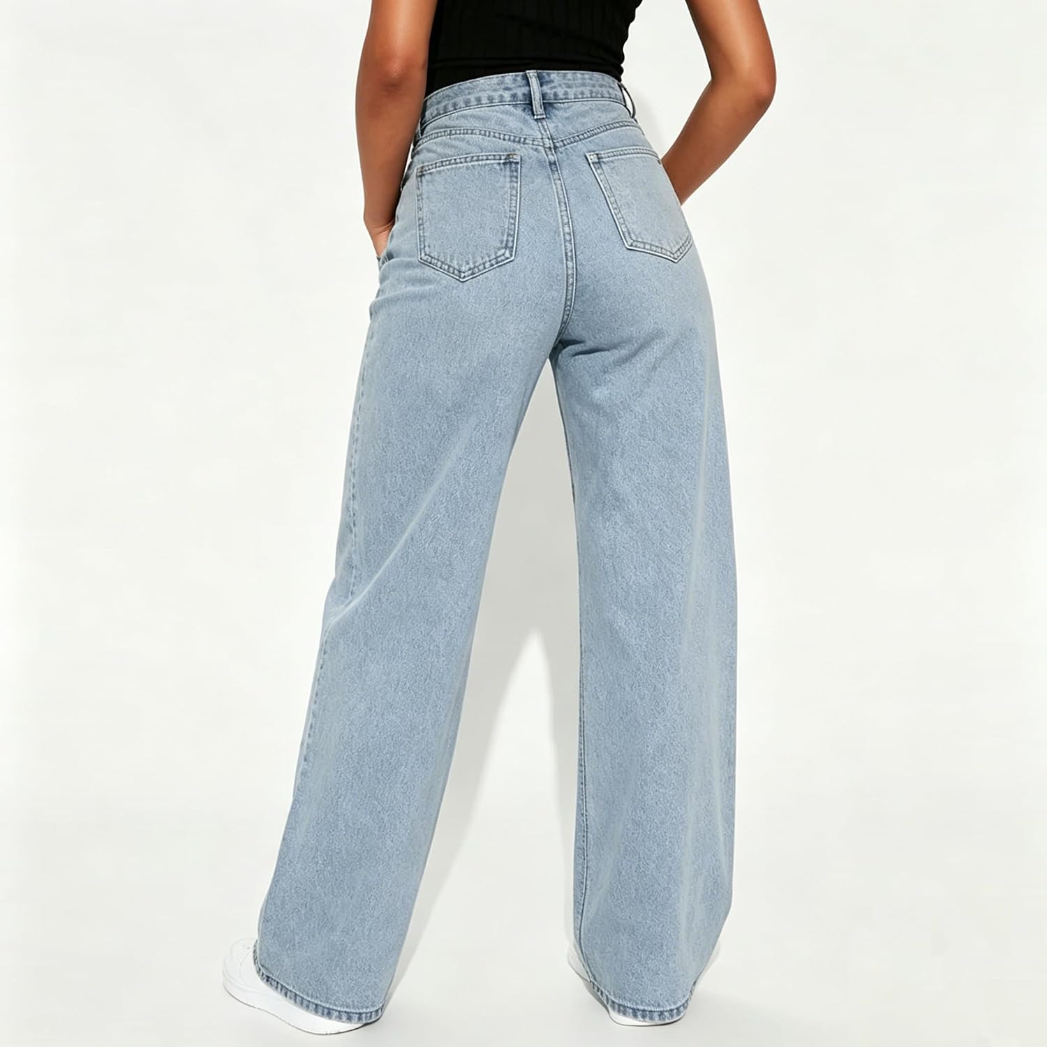 Wide Leg Jeans for Women High Waisted Stretchy Baggy Jeans Casual Loose Fit Straight Leg Denim Pants