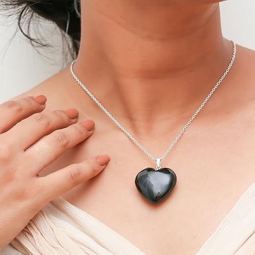 Miniatura 7 de Gempires Natural Tiendaite Heart Crystals Pendant Necklace, Silver Plated 18 + 2 Inch Adjustable Chain (Tiendaite)