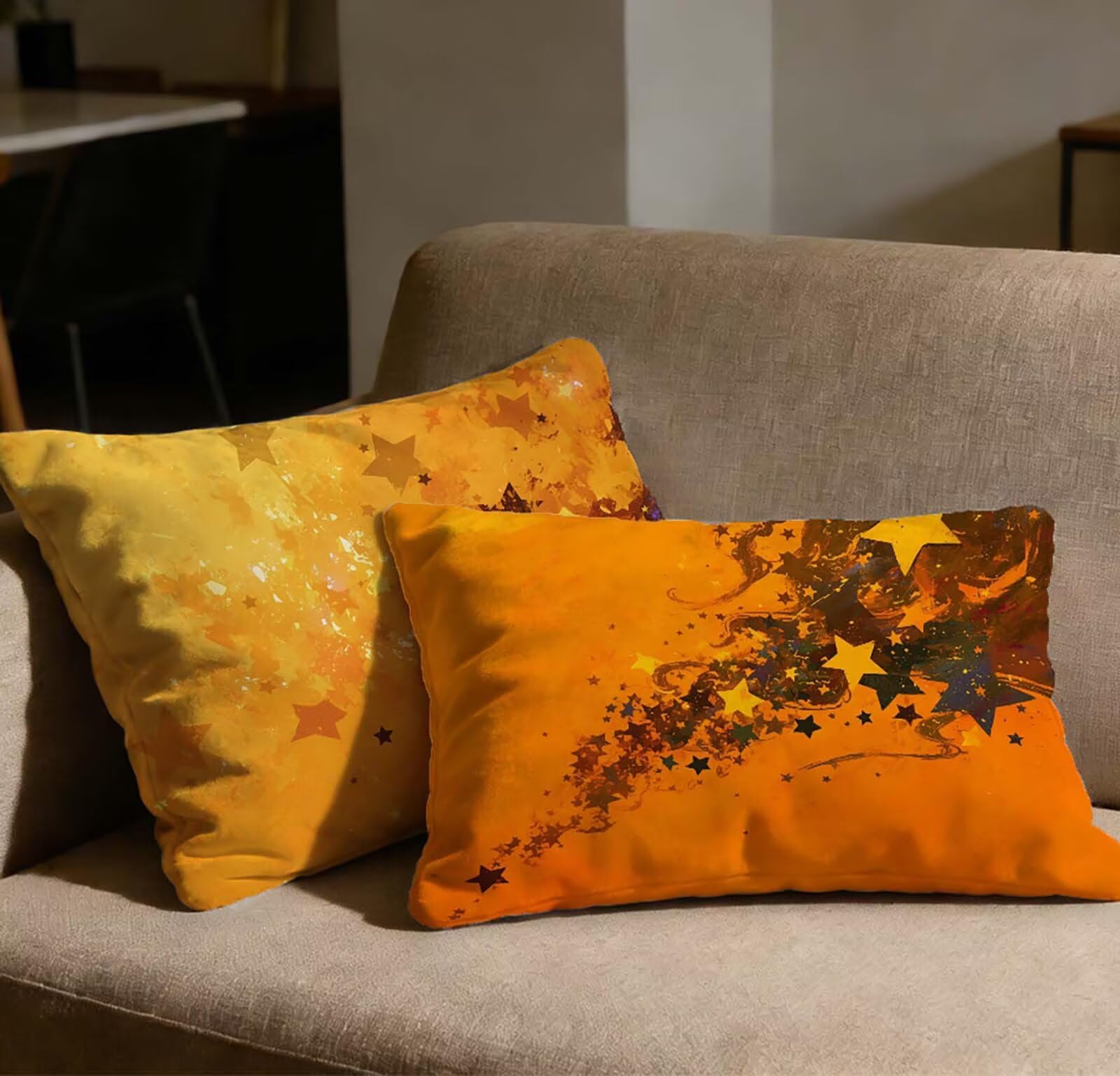 Taie oreiller 70x90 orange en velours lot de 2 housses de coussin rectangulaires avec zip invisible