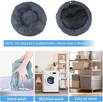 50cm Calming Dog Cat Bed, Plush Donut Pets Beds for Small Dogs Cats, Soft Puppy Kitten Cuddler Round Bed Cushion, Washable Warm Dog Beds for Improved Sleeping