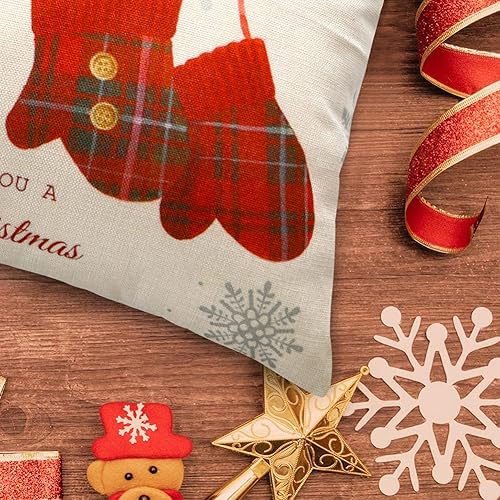 Miniatura 3 de OTOSTAR Fundas decorativas de Navidad impermeables para almohada de exteriores de 18 x 18 pulgadas, paquete de 4 fundas cuadradas para cojines,