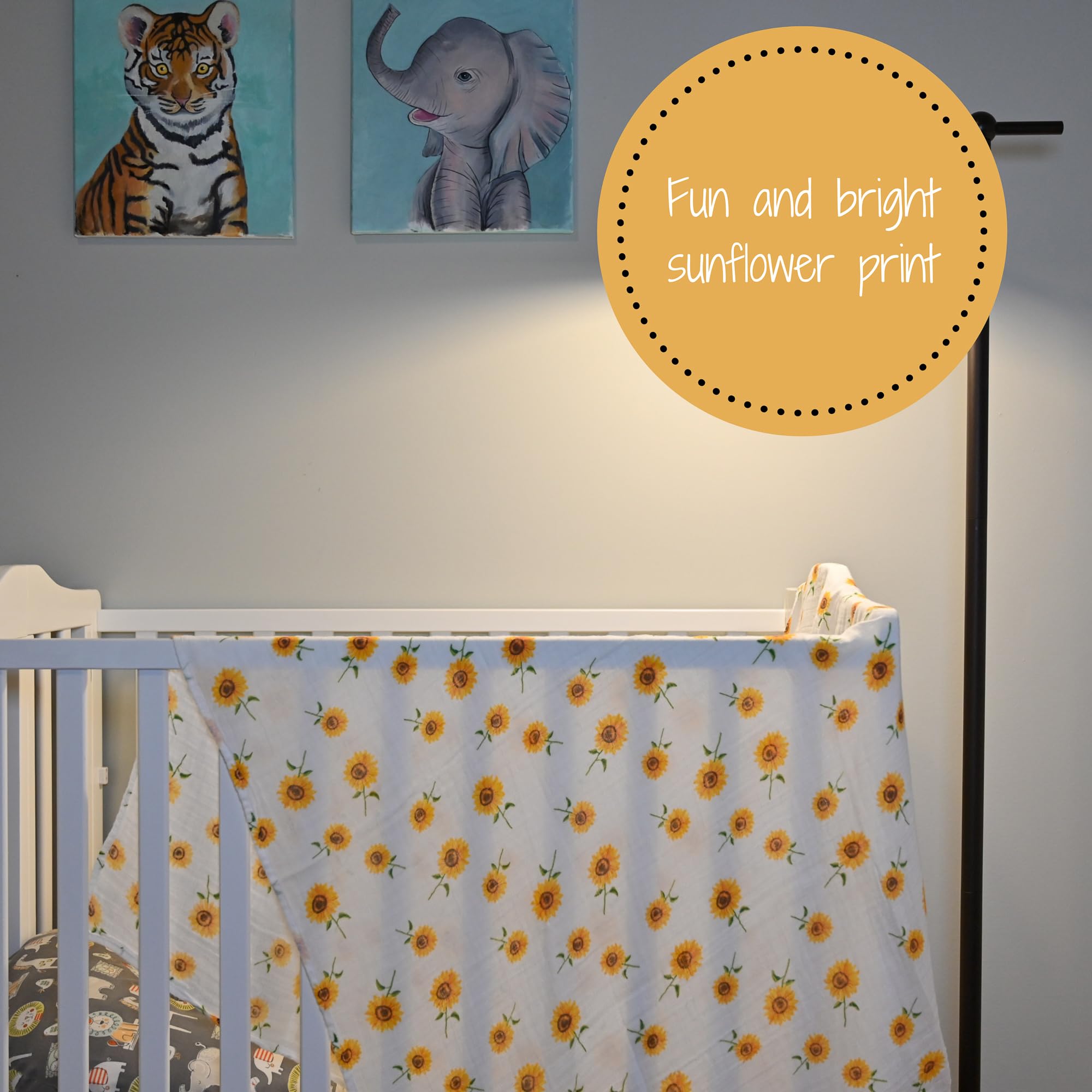 LollyBanks Muślinowy koc do przewijania | 100% bawełna | koc dla noworodka i niemowląt | duży 120 x 119 cm dla dziewcząt | lekki i oddychający |