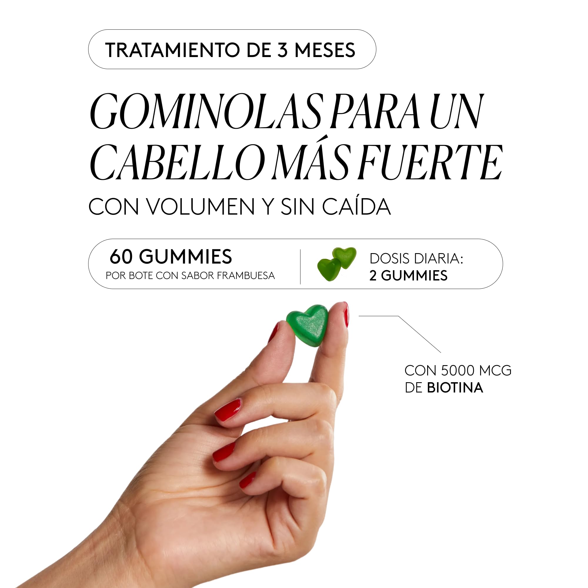 COCUNAT Happy Hair Vitaminas Pelo Biotina Anticaída Pack 3 Meses 180 uds | Gominolas veganas para el crecimiento del cabello con 5.000 mcg de Biotina y Zinc. Fortalece y previene la caída del pelo.