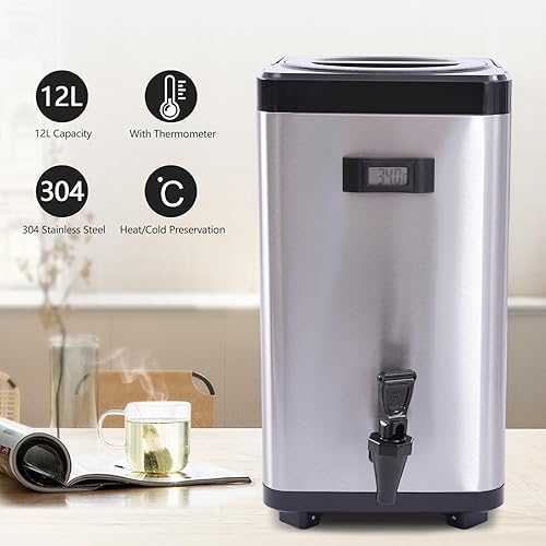 Miniatura 2 de Dispensador de bebidas aislado portátil de acero inoxidable 304 con aislamiento térmico de bebidas frías y calientes con termómetro para té