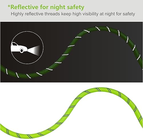 Dog Leash Heavy Duty 6ft, Double Handle Dog Leash with Padded Handle for Traffic Control, Reflective Rope Leashes for Large and Medium Dogs Control Safety Training at Night (Pink)(Green (25 to 120 lbs))