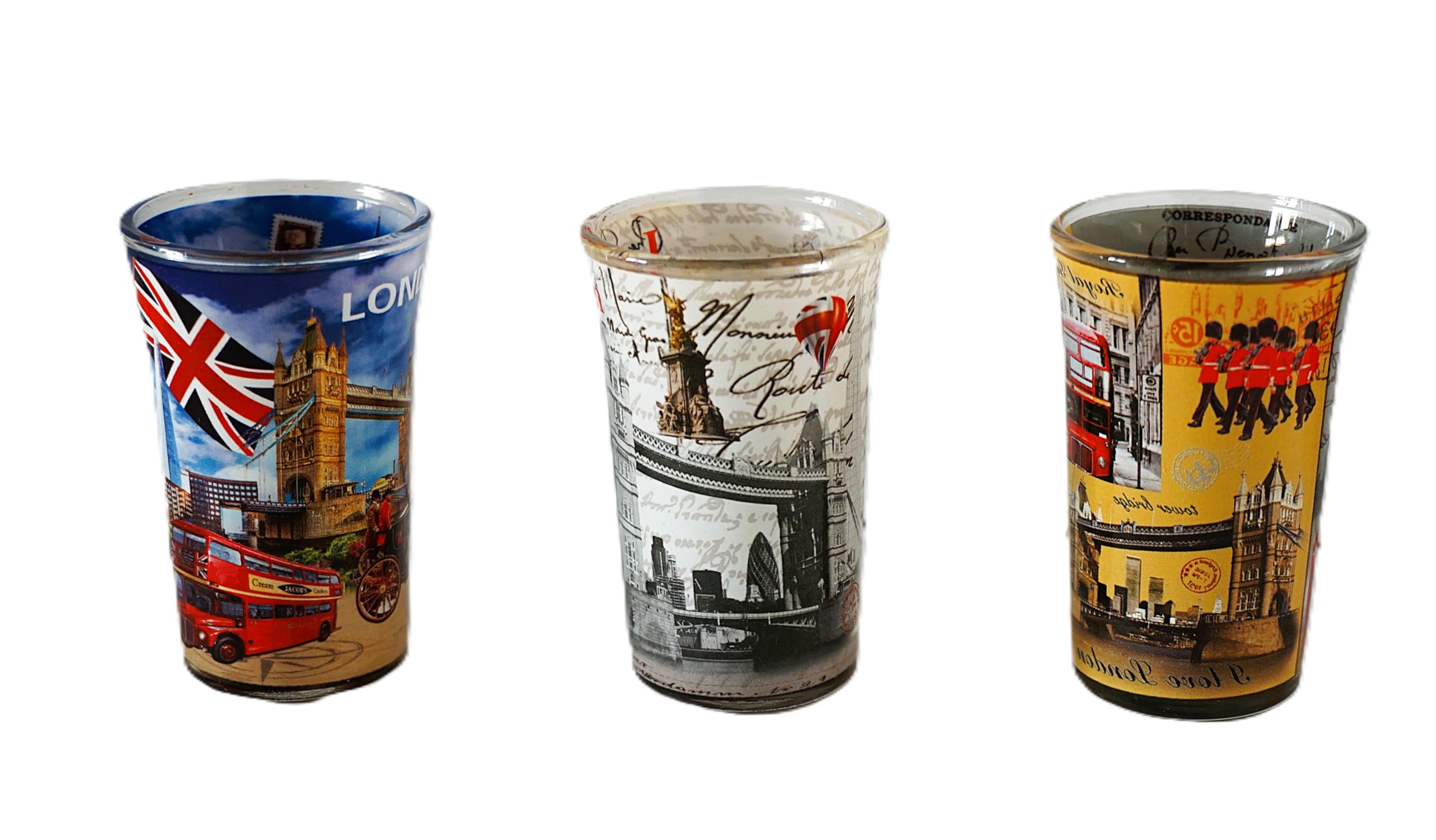 Verres à Shot Londres - Lot De 3 Avec Big Ben, Tower Bridge Et London Eye