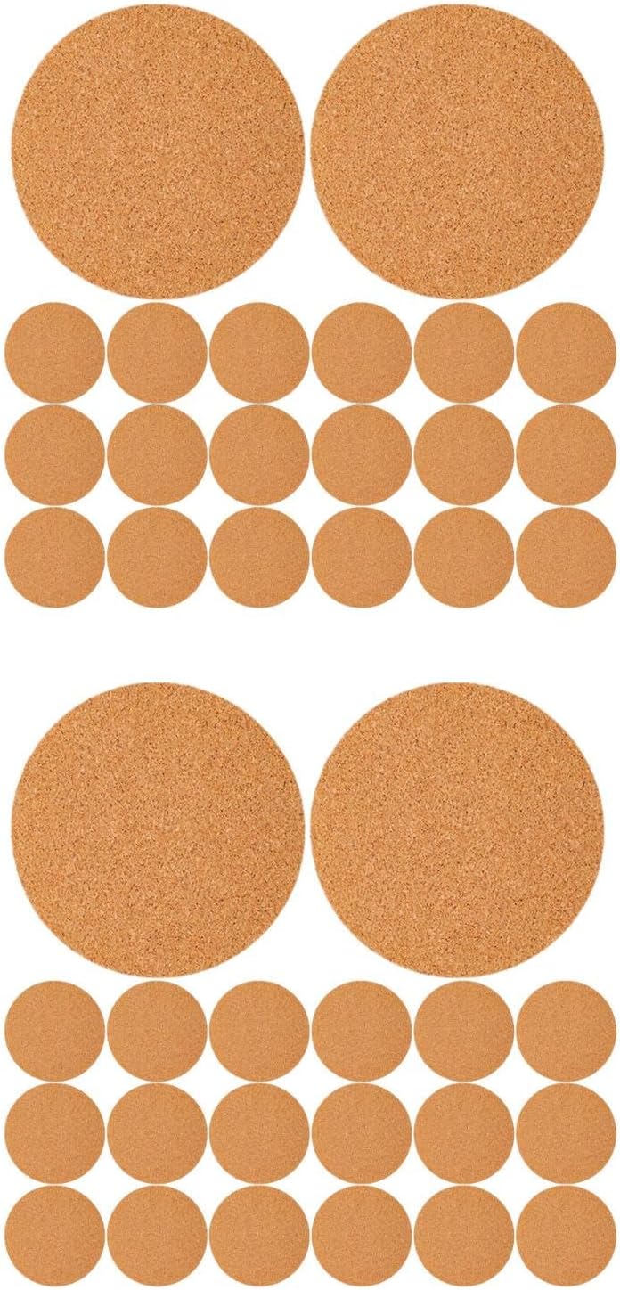 LOGOFUN 120pcs Self-Adhesive Cork Circles for DIY Coasters with 3.15 Inch Diameter and 1mm Thickness Home Supplies