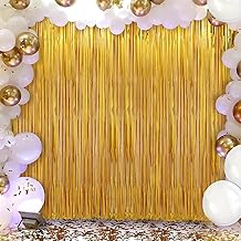One Pack String Curtains, Decorative Fringe Curtains Foil Curtains for Birthday Wedding Engagement Baby Shower Bachelorette Christmas Holiday Celebration Party Decorations (Gold Shiny