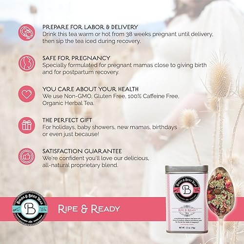 Miniatura 2 de Birds & Bees Teas - Té de hojas de frambuesa roja, té orgánico maduro y listo para el tercer trimestre para preparar tu cuerpo para el trabajo de