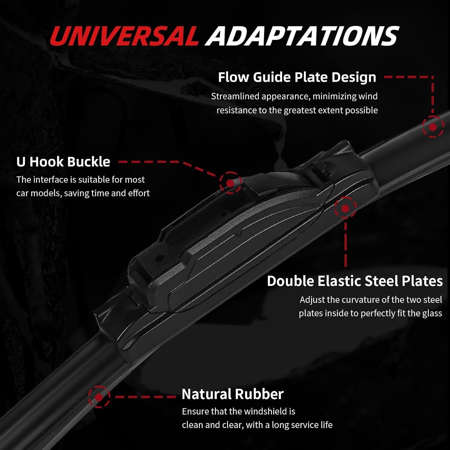 OTUAYAUTO Windshield Wiper Blades - Replacement for Kia Sportage 2017-2023 Sorento 2016-2020, Hyundai Santa Fe 2019-2023 Elantra GT 18-20, Front and Rear Wiper Blade J/U Hook 26"+16"+11" (Pack of 3)