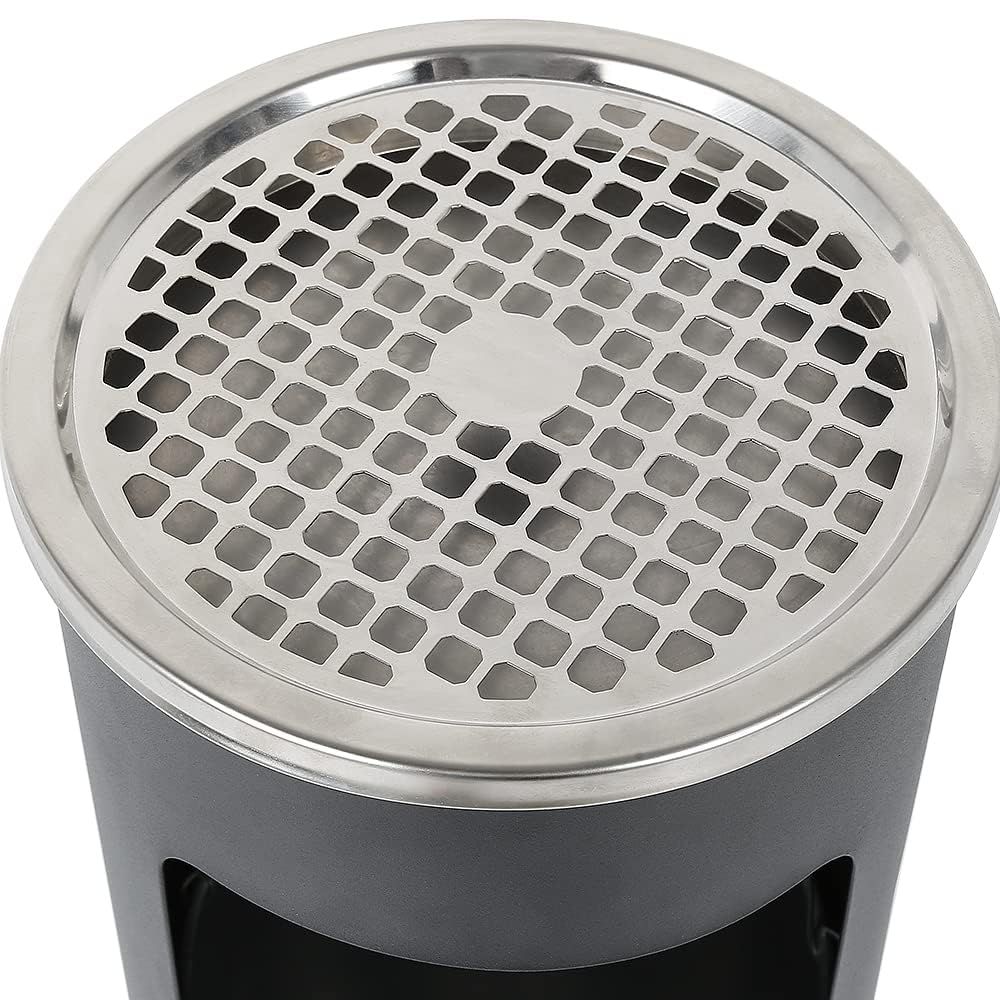 Cubo de basura para cocina, cenicero de acero inoxidable, para hotel, jardín, exterior, 25 x 25 x 60 cm, color negro