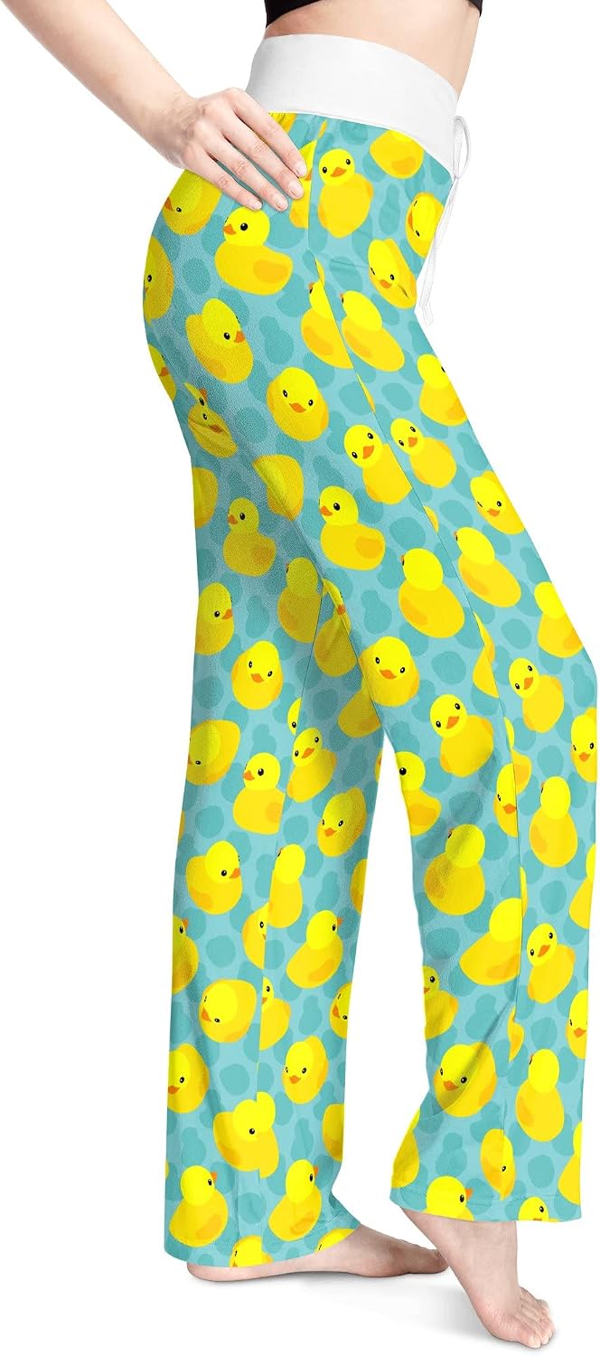 Women's Comfy Pajama Pants Casual Drawstring Stretch Wide Leg Palazzo Lounge Pants