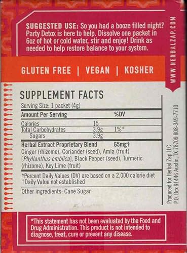 Herbal Zap Party Detox Suplemento de hierbas ayurvédicas 1 caja de 25 paquetes