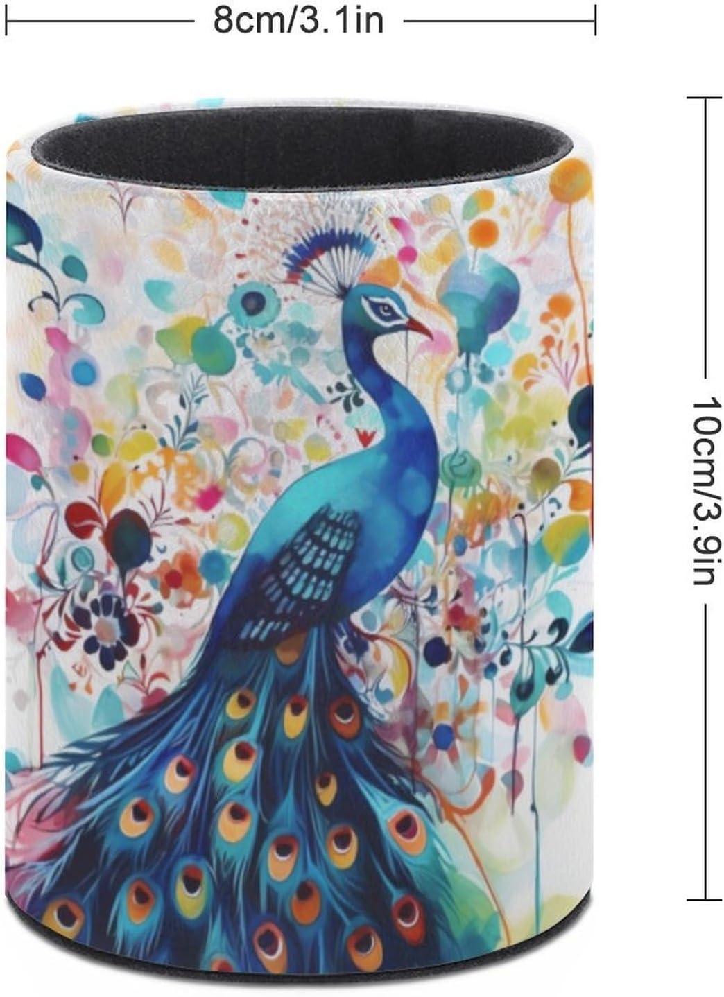 Color Peacock Pen Holders for Desk Leather Pencil Cup image 2