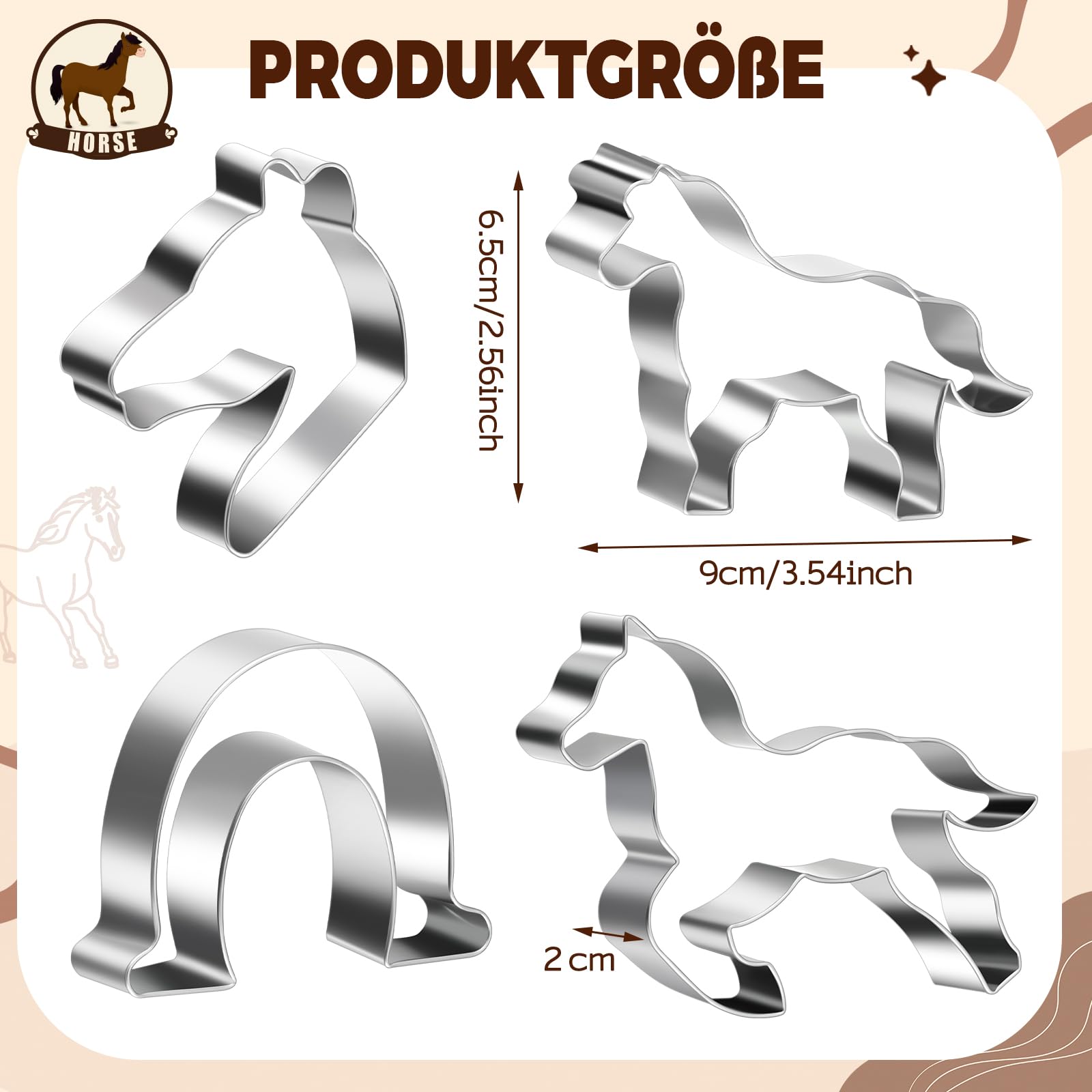 Formine Per Biscotti A Cavallo In Acciaio Inox – Stampini Tagliabiscotti Professionali, Bordi Lisci, Facili Da Pulire - 3
