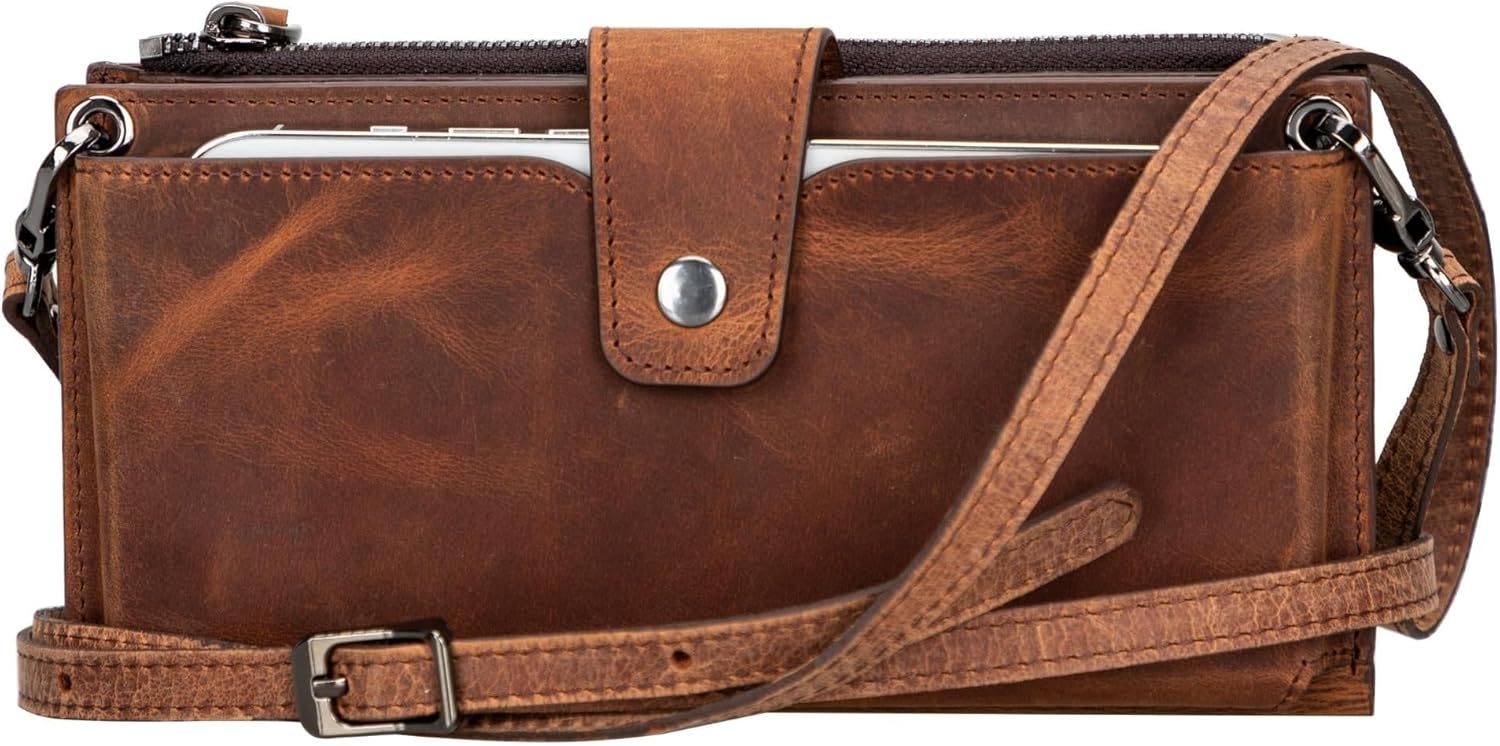 Kaycee Leather Phone Wallet Crossbody Bag with 12 Card Slots, Zippered Pocket, Adjustable Strap & for Women