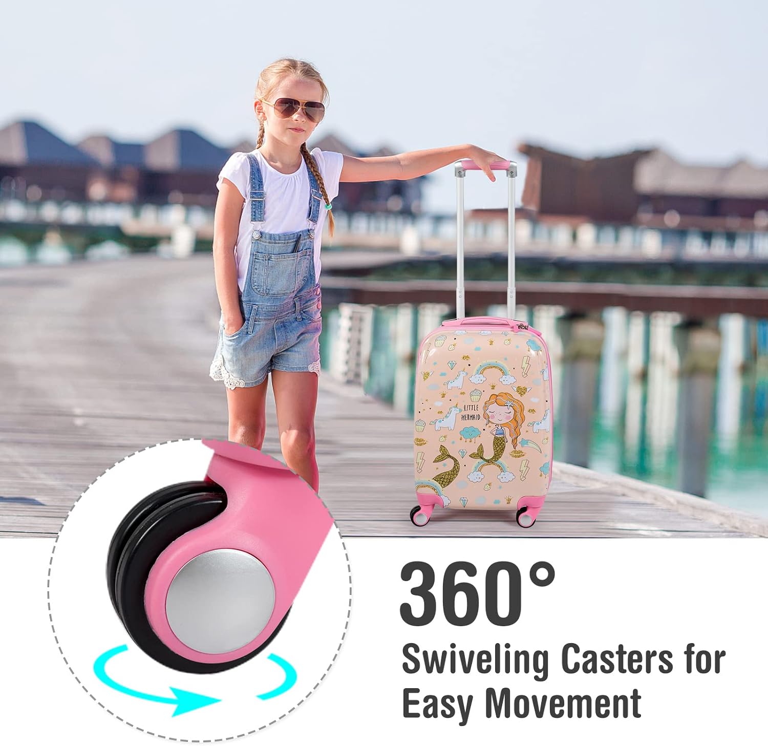 Olakids Kid Luggage Set, 12’’ Travel Backpack and 18’’ Carry on Suitcase with Rolling Spinner Wheels for Boys Girls, 2 Pcs Trolley Case Children Gift for Toddlers (Princess)