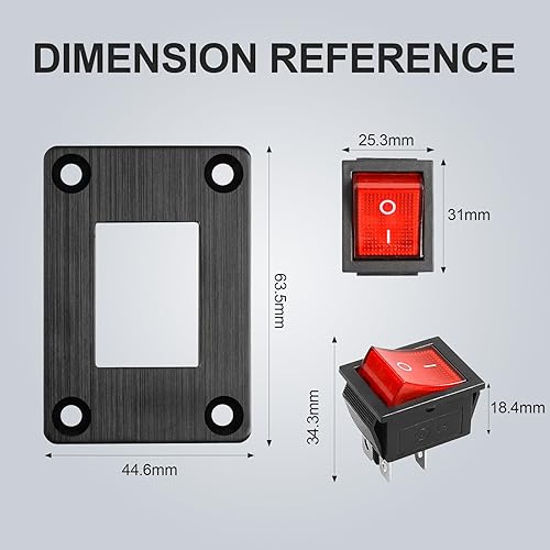 Vista 55 de Interruptor basculante de barco KCD1 negro de 2 posiciones y 2 pines SPST interruptor de panel 6A 250VCA 10A 125VAC, con 4 terminales azules 1pcs