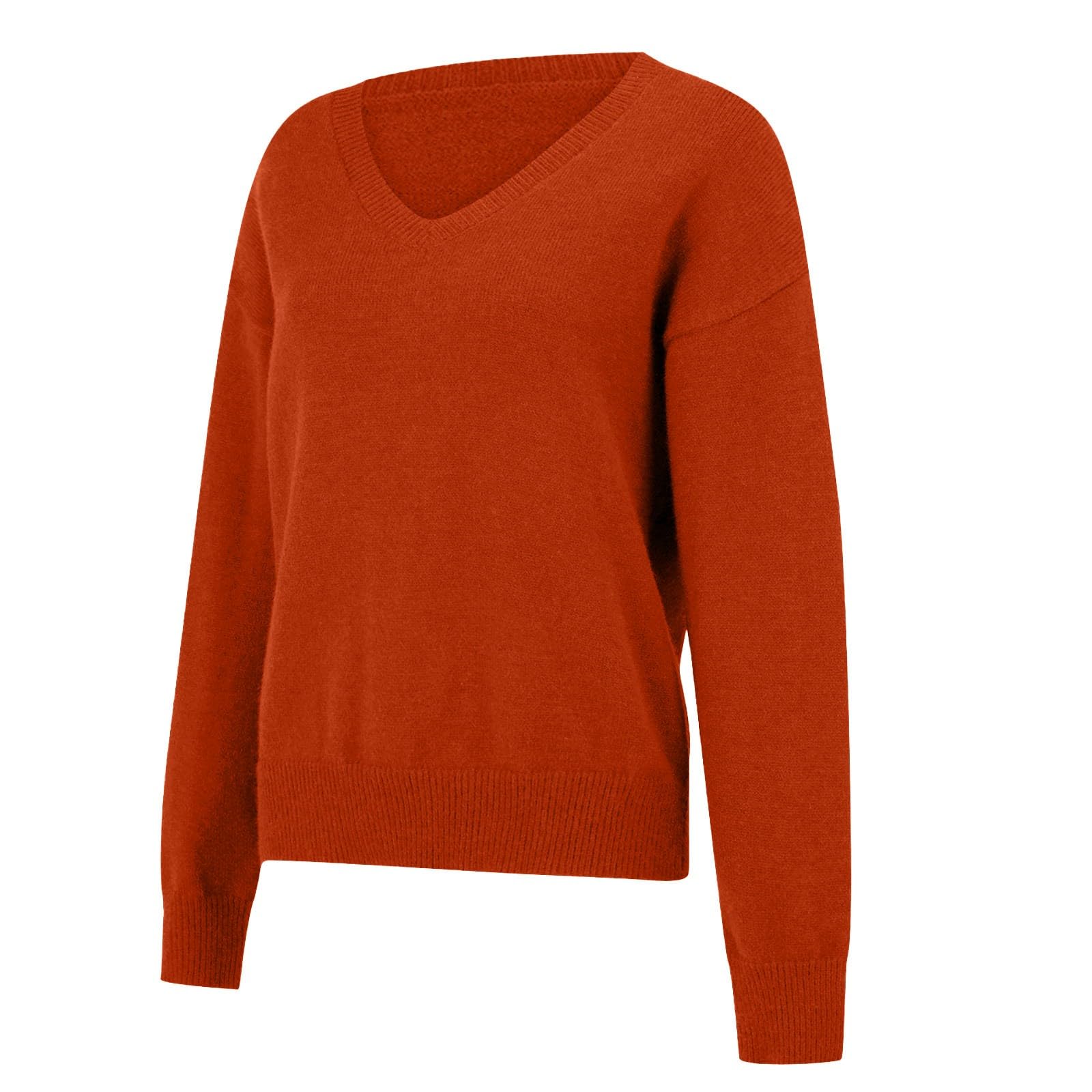 Cashmere Sweaters for Women Long Sleeve V Neck Basic Tunic Tops Warm Winter Pullover Fall Fashion Clothes 2025
