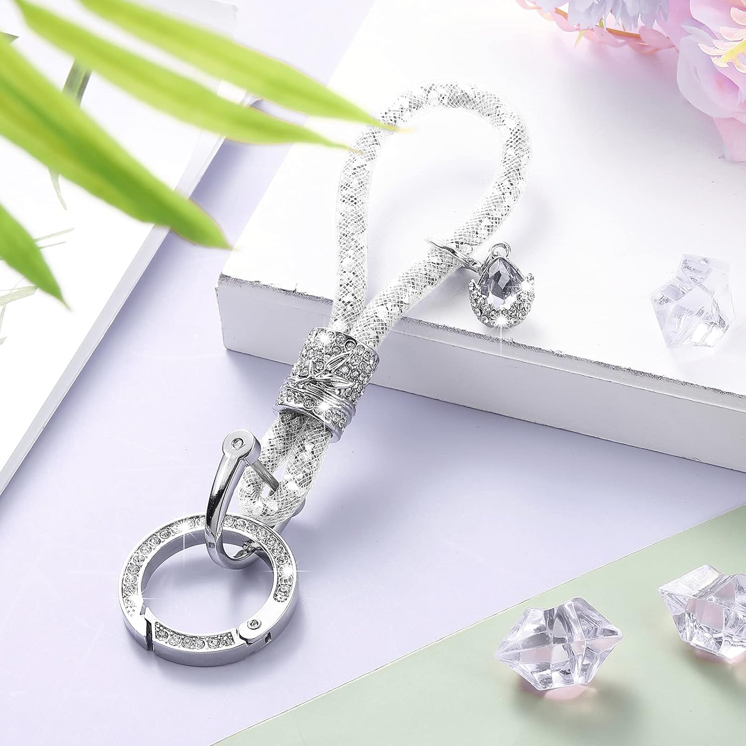 Frienda Bling Keychain for Women Gifts Car Wristlet Key Chains Crystal Lanyard Rhinestone Fob DIY Crafts