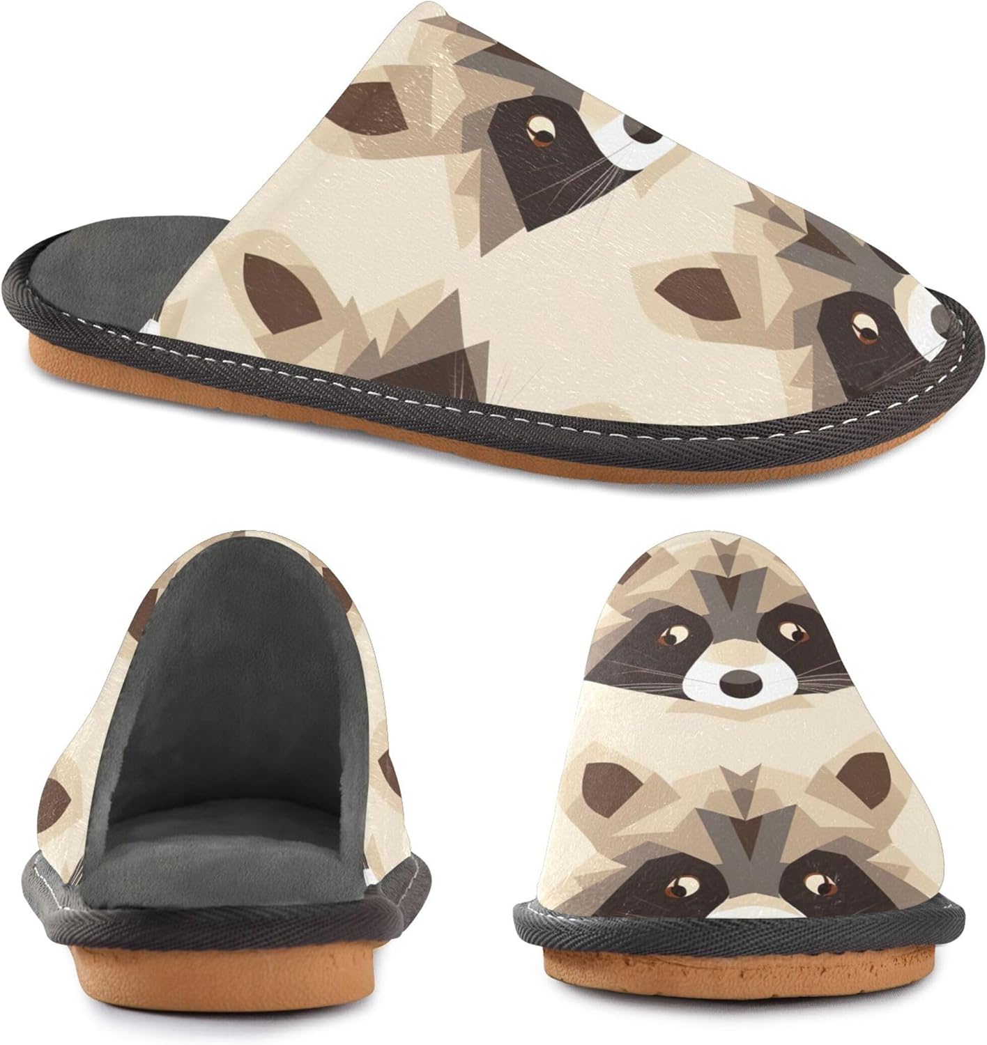 Raccoon House Slippers – Cozy Fuzzy Slippers for Guests, Washable & Disposable, Perfect for Shoeless Home, Spa & Hotel Use A112188