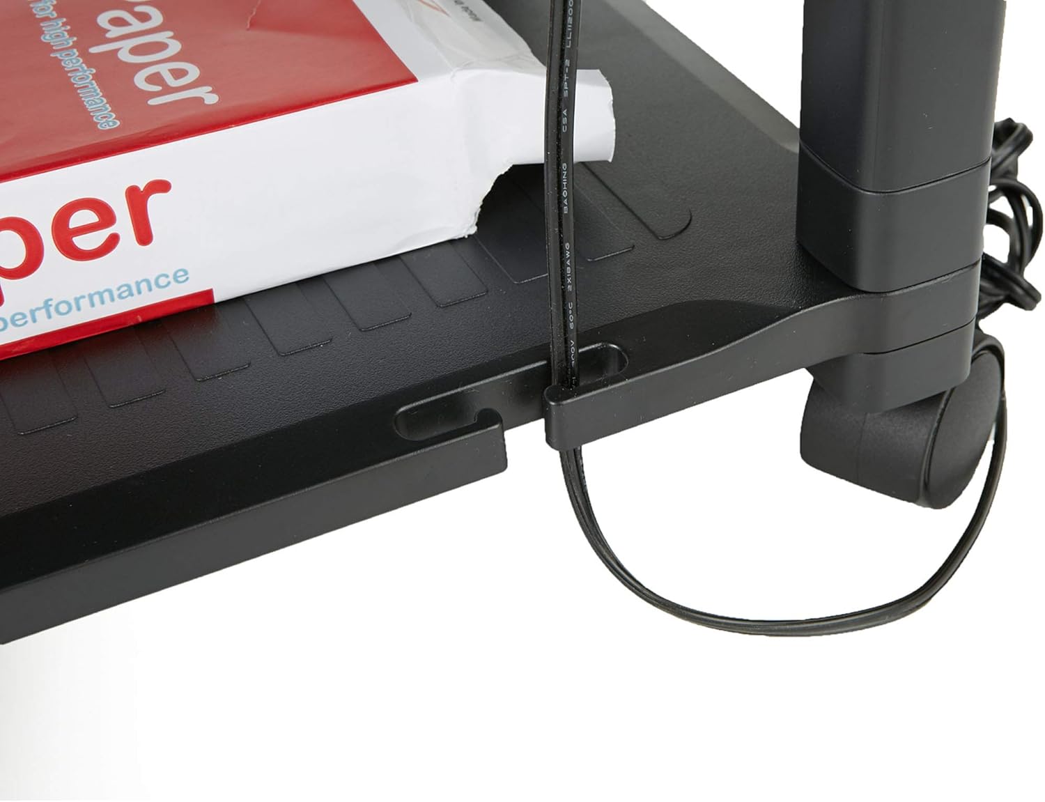 Black Adjustable Height Mobile Printer Cart with 3 Shelves