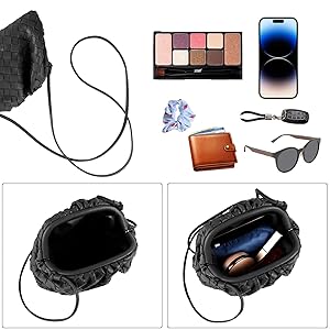 Woven Dumpling Bag for Women Clutch Purses, Cloud Crossbody