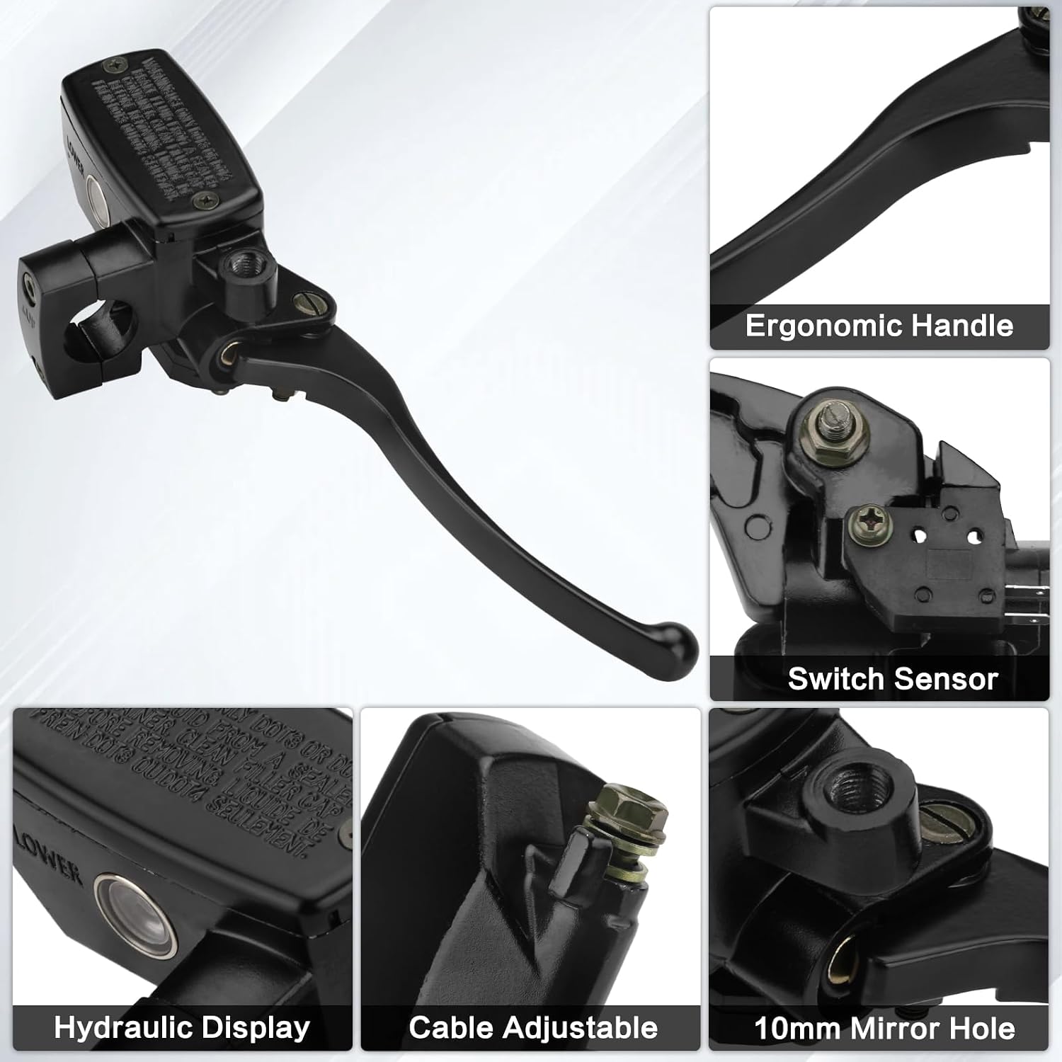 LKV Right Brake Master Cylinder Clutch Lever Compatible with Honda VT600 VT750 VT1100 VT1300 VTX1300 VF750, OE# 45510-MFR-306 45510-MFR-681 45510-MFR-305