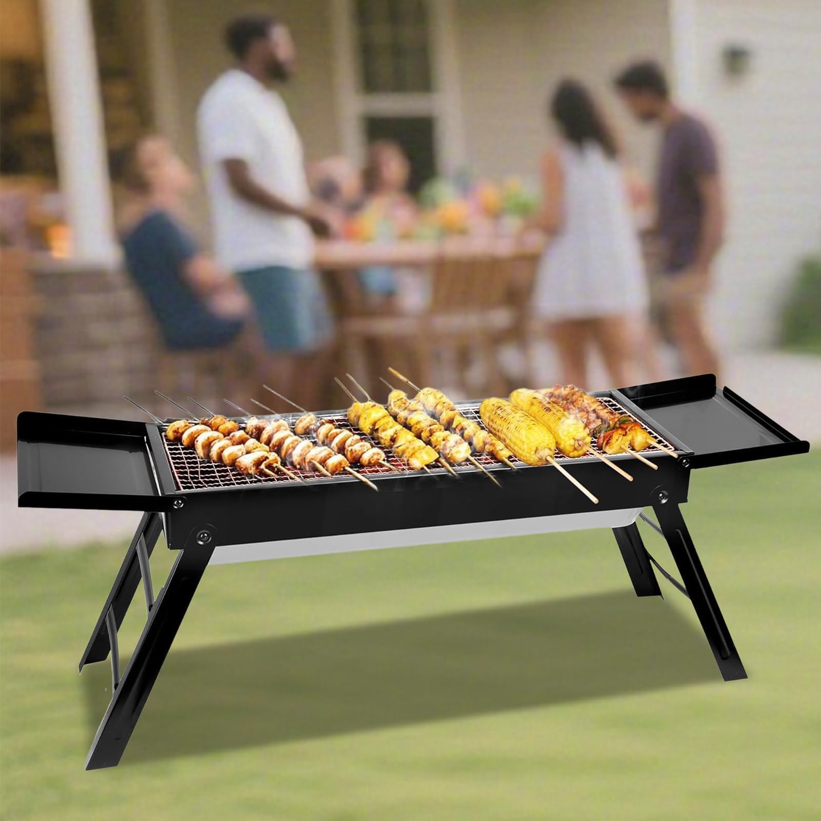 Przenośny grill na węgiel drzewny do gotowania na świeżym powietrzu, kompaktowy grill na piknik, kemping, wędrówki i plażę, idealny przenośny sprzęt do grillowania na przygody w ogrodzie