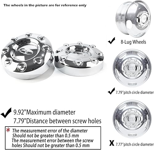 Miniatura 10 de 1 tapa central de rueda de 9.921 in (9.92 pulgadas) para Ford F350 de repuesto 5C3Z-1130-SA, cubierta de rueda cromada de 8 lengüetas.