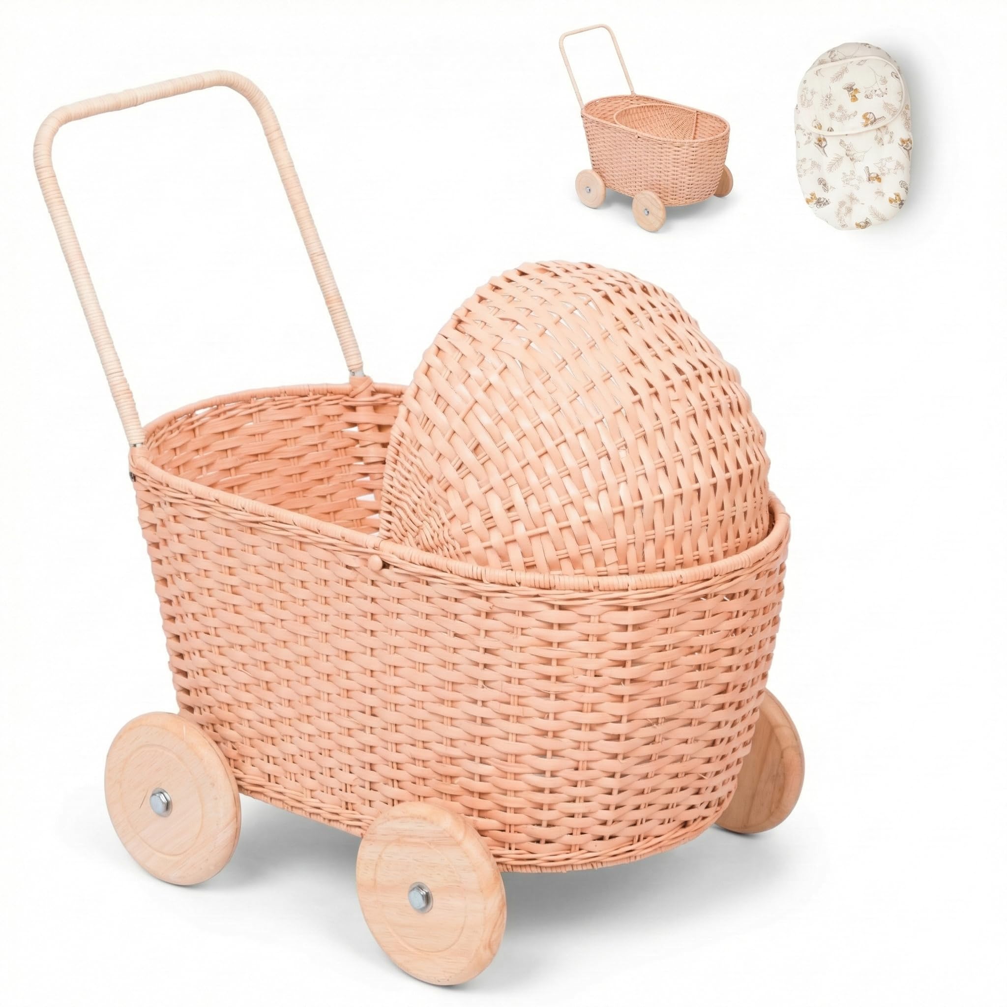 Poussette en rotin pour poupées GON Stroller chariot trotteur - 8