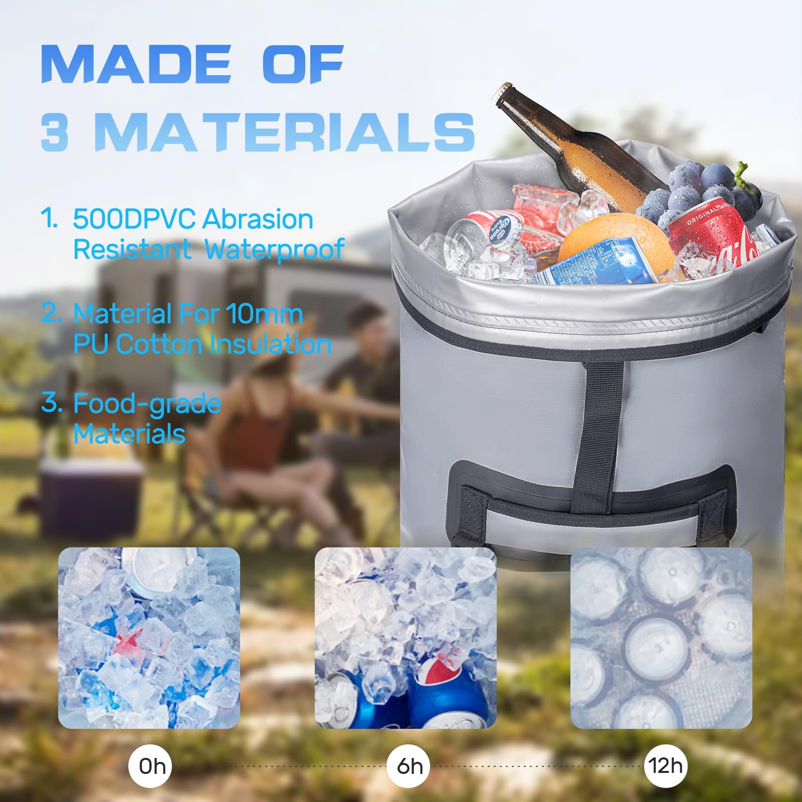 Mochila Nevera Portátil para Playa,Bolsa Térmica Isotérmica Grande 35L para 48 Conservas y Porta Alimentos Mochila Nevera Isotérmica