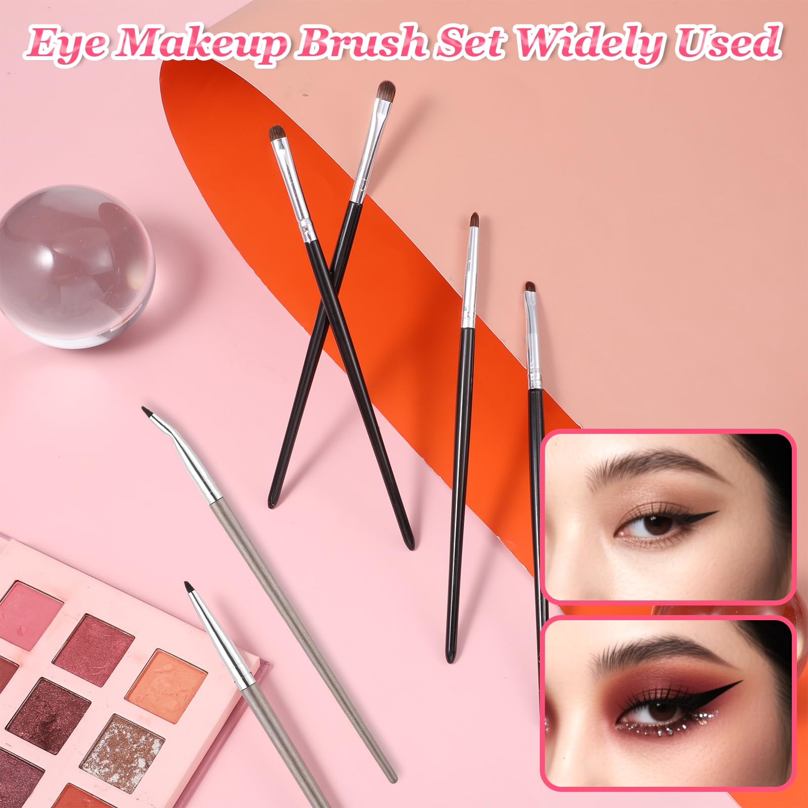 4 pinceles de maquillaje de ojos, minibrocha difuminadora para delineador de ojos, pequeños pinceles para sombra de ojos, polvos, gel, corrector en crema, iluminador, delineador de ojos, pincel de