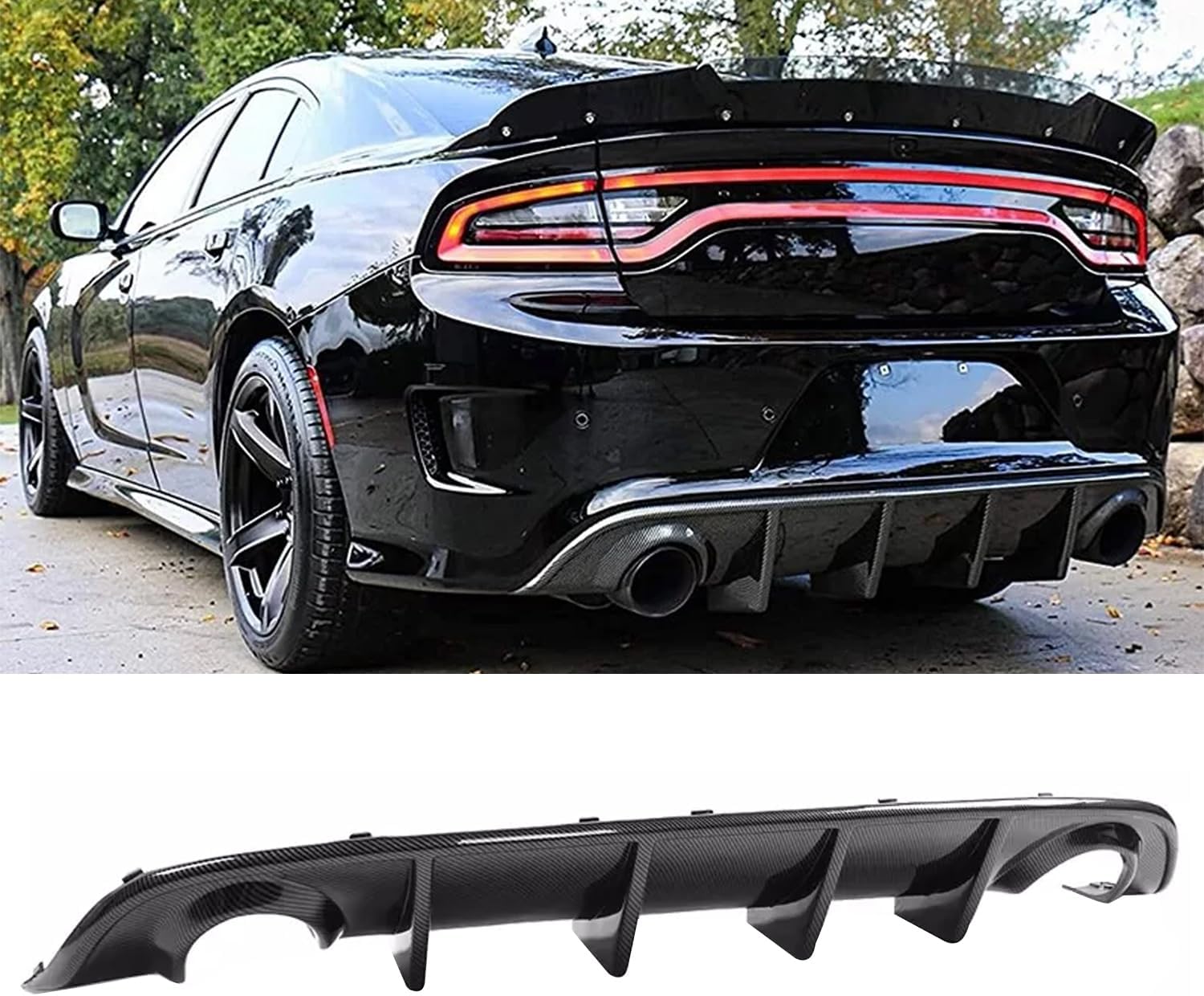 Autrix Rear Bumper Diffuser For 2015-2024 Dodge Charger SRT, Scat Pack, R/T (Non-Widebody) - View #4