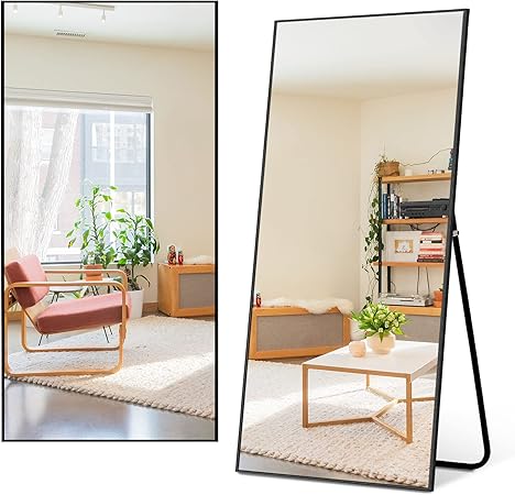 Amazon Co Jp Beautimira 姿見 全身鏡 スタンドミラー 飛散防止加工 アルミフレーム 壁掛け 大型 全身ミラー おしゃれ 176x77cm ブラック ホーム キッチン