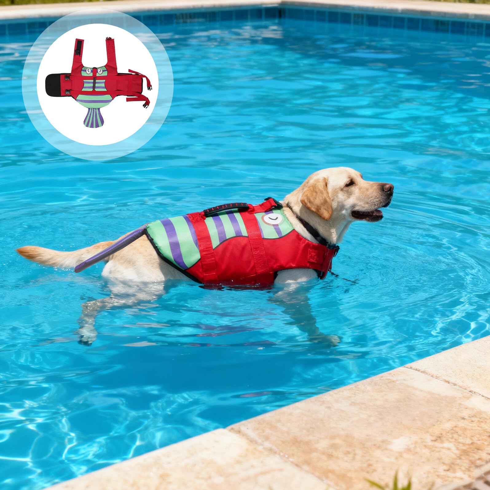 Abaodam Giubbotto Salvagente per Cani Piccolo di Forma Sirena Giubbotto Galleggiante per Cani Sicurezza Piscina Spiaggia Maniglia Facile da Indossare in Acqua