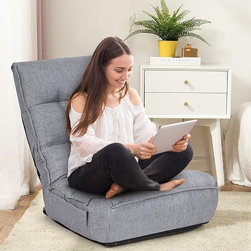 Miniatura 11 de DORTALA Silla plegable para adultos, silla de juegos de espuma viscoelástica con soporte ajustable para la cabeza y la espalda de 5 posiciones,