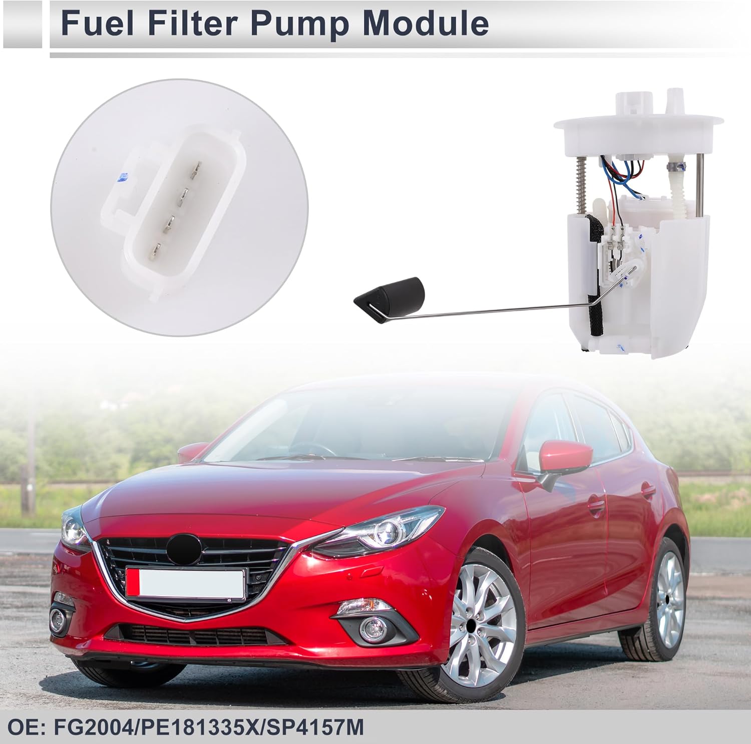 Electric Fuel Pump Assembly for Mazda 3 2014 2015 2016 2017 2018 L4 2.0L 2.5L Fuel Filter Pump Module with Inlet Strainer No.PE18-13-35X 1 Set