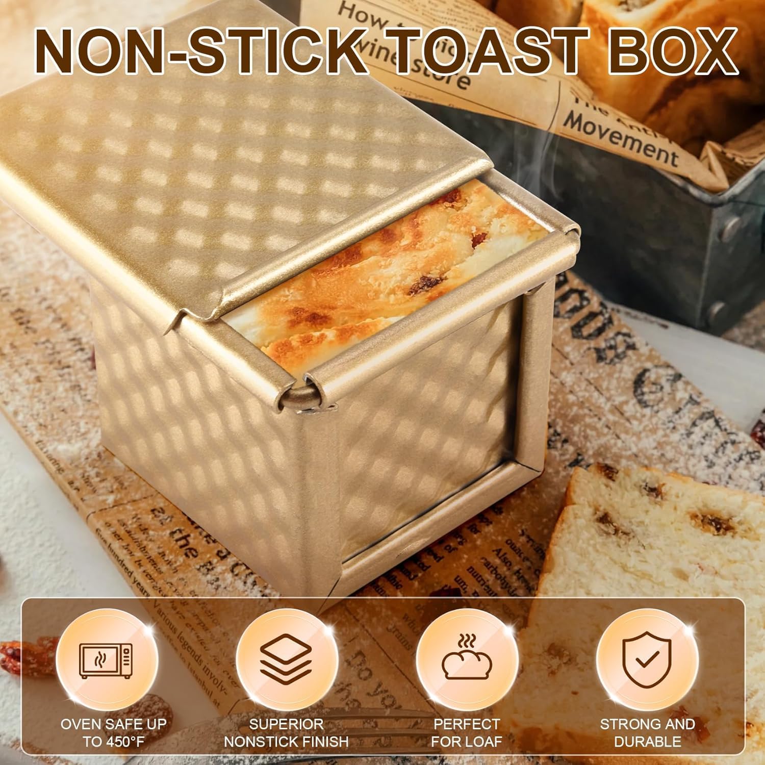 6 x teglia quadrata con coperchio stampo per pane tostato padella per pane pullman pagnotta padella con coperchio antiaderente mini cubo d'acqua toast box