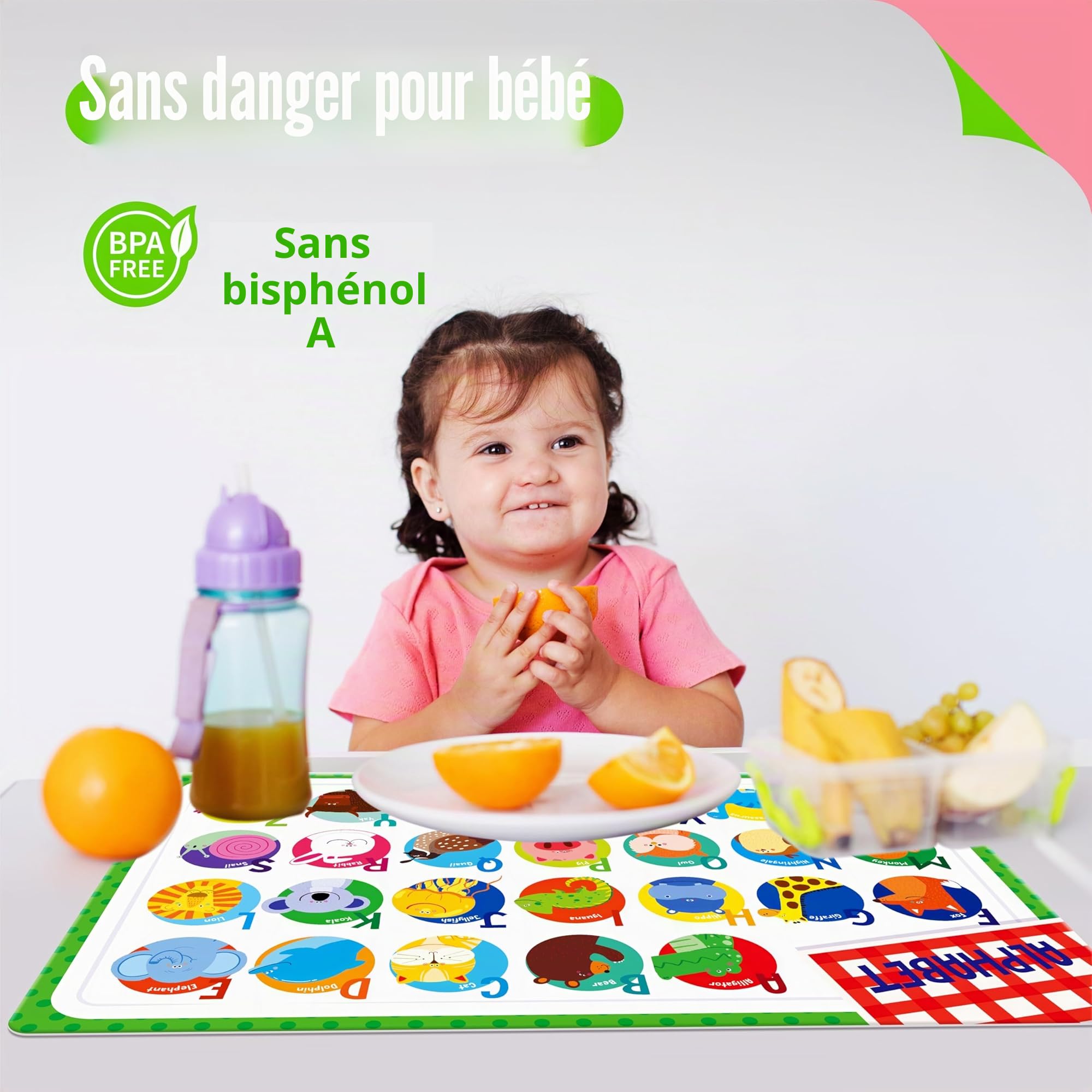 Pack de 6 Sets de Table pour Enfants, antidérapants, lavables, réutilisables, éducatifs sur Les thèmes de l'alphabet, des nombres, des Formes et des Couleurs, de l'univers, de la Carte pour la Maison