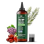 Botanic Hearth 100% Pure Tea Tree Oil For Hair Growth | Infused with Jojoba & Grapeseed Oils | Hair Oil Repairs Dry Damaged Hair, Strengthening, Healthier - Hair Tonic, 6.7 fl oz