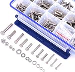 Glarks 665Pcs M3 M4 M5 M6 Stainless Steel Flat Hex Head Screws Bolts Nuts and Flat Gasket Spring Washers Assortment Set