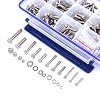 Glarks 665pcs M3 M4 M5 M6 Stainless Steel Flat Hex Screws Nuts and Flat Seal Spring Washers Assortment Set