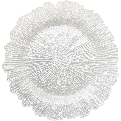 ChargeIt by Jay Charge It by Jay Reef Charger 13” Decorative Melamine Service Plate for Home, Professional Dining, Perfect for Upscale Events, Dinner Parties, Weddings, Banquets, Catering, White