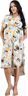 ZELENA Maternity Zipless Feeding Dress for Women | 100% Rayon Pre & Post Pregnancy Placement Printed Design Dress for Woma... Price In India
