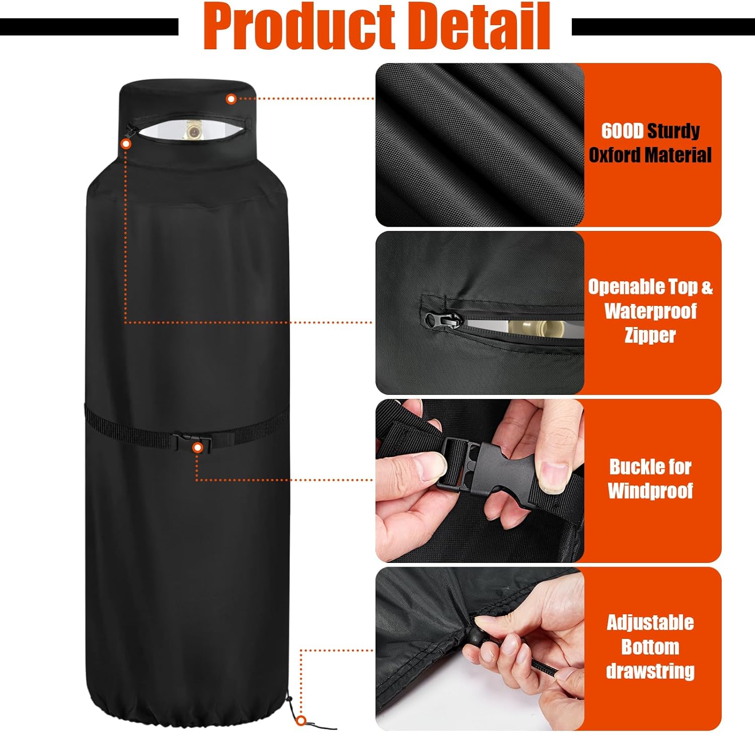 40 LB Propane Tank Cover for Flame King Ysn401 Propane Tank, Waterproof Greaseproof RV Propanes Gas Tank Cover for Outdoor/BBQ/RV/Truck Campers