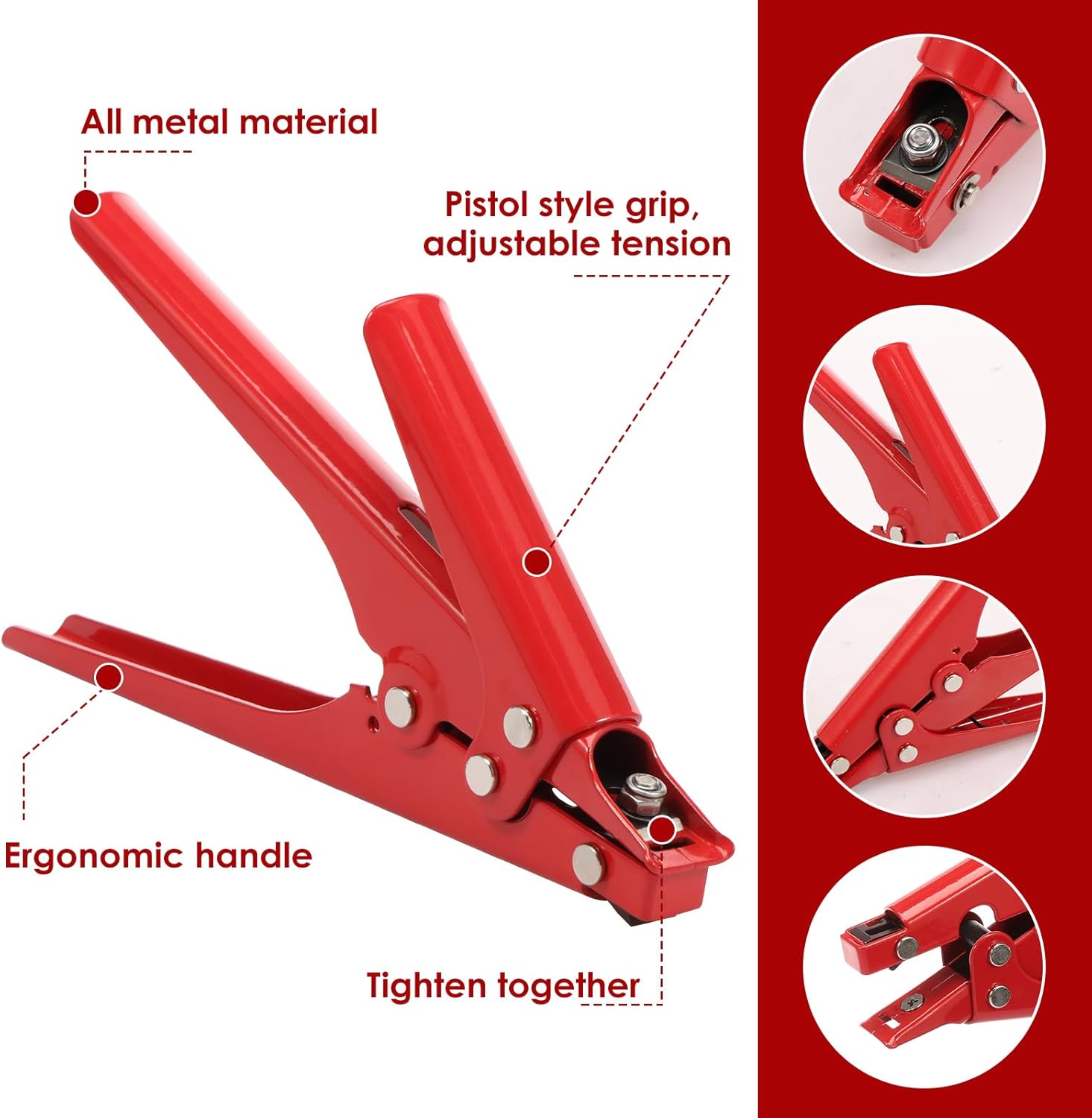 Adjustable Zip Tie Tool Kit with 100 PCS Nylon Ties, Metal Cable Tie Tool Set with Ergonomic Handle, Cutting Scissors Set for Electrical Work Industrial Assembly Home Cable Management