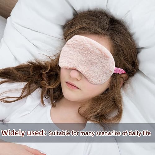Miniatura 5 de 6 máscaras de felpa suaves y esponjosas para dormir, con la venda de los ojos, cómoda parte trasera de satén, nueva cubierta de piel sintética para